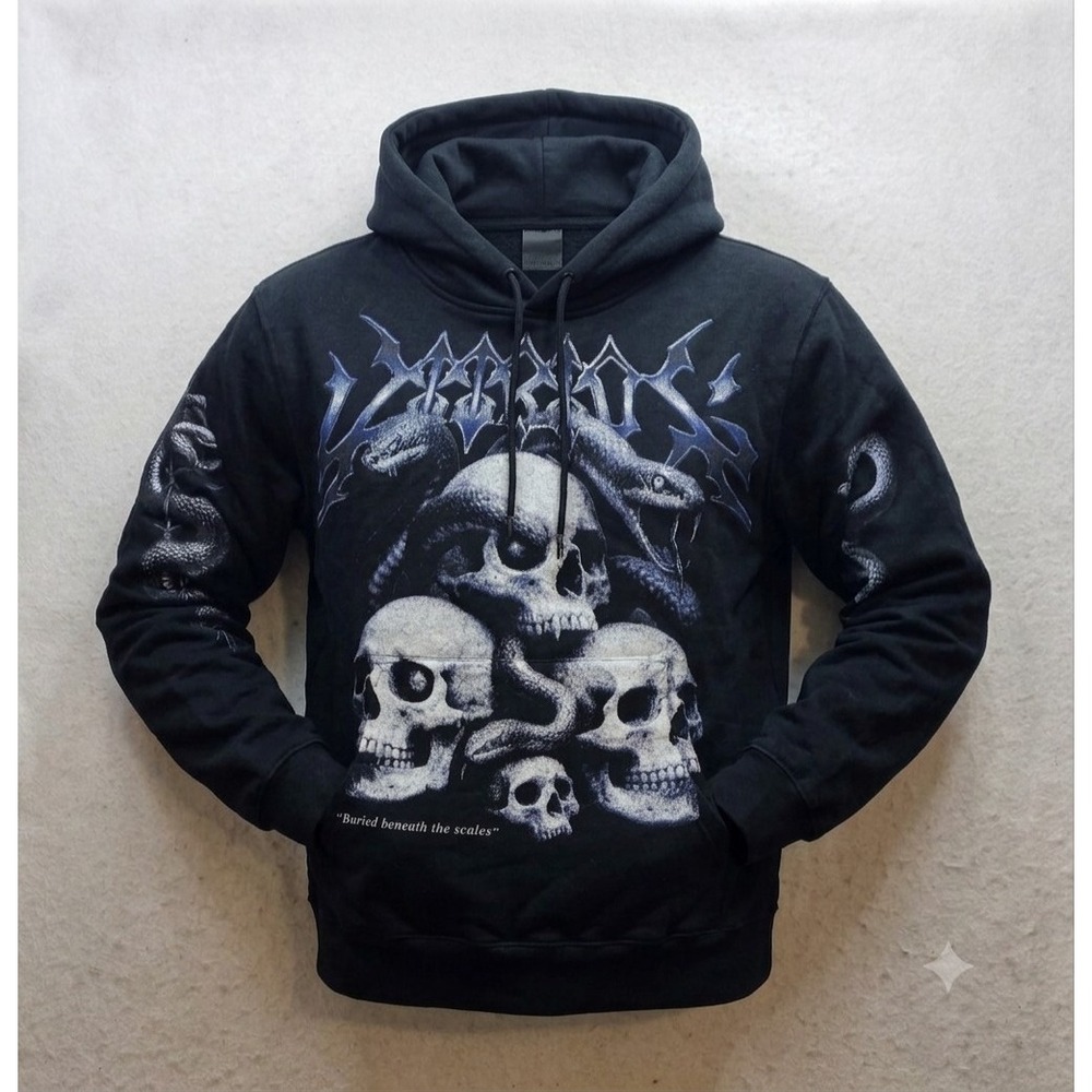 Vitriol Serpents Reign Men's Black Pullover Hoodie w Pouch Pocket. Size M